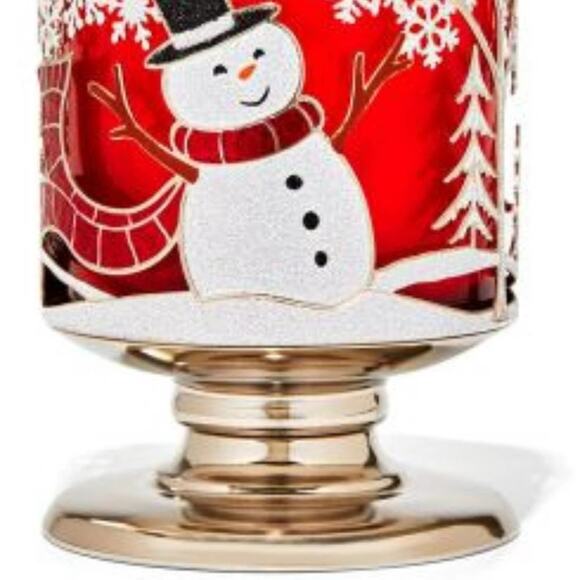 JOYFUL SNOWMAN 3-WICK CANDLE HOLDER BY BATH AND BODY WORKS HOLIDAY CHRISTMAS NEW - Picture 3 of 3
